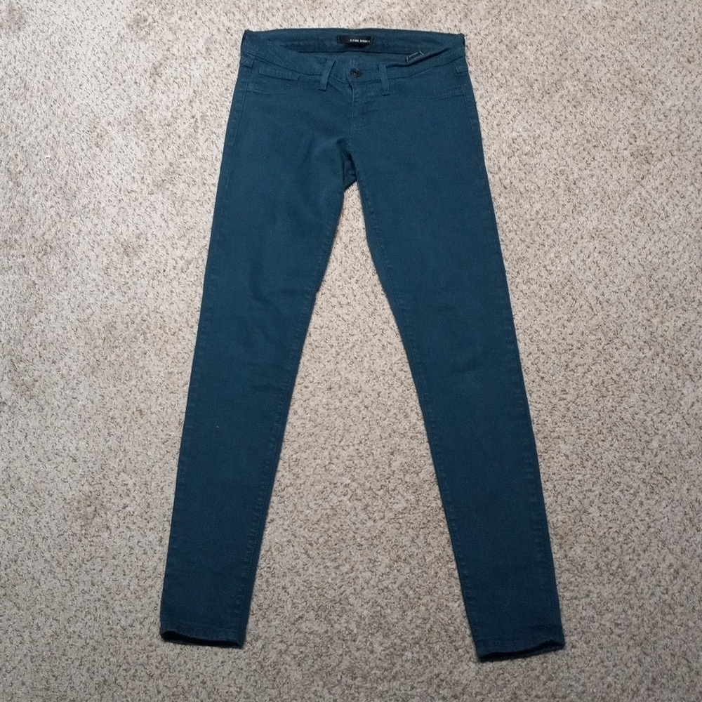 FLYING MONKEY green stretch skinny jeans, size 5